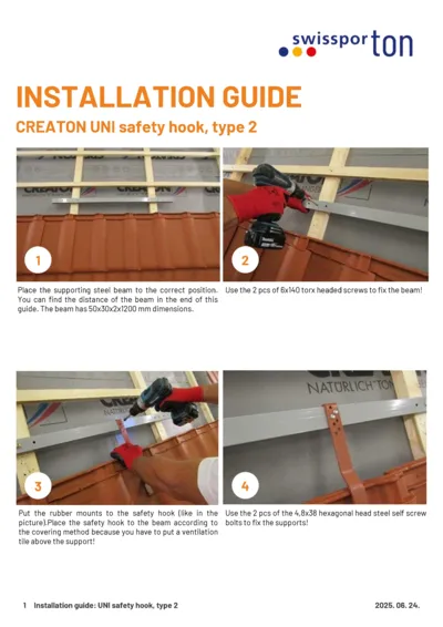 Installation guide UNI safety hook type 2 2025 EN