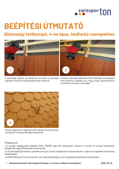 swissportTON_Beépítési_útmutató_Tetőbiztonsagi_kampó_típus4_hódfarkú_2025_HU.pdf